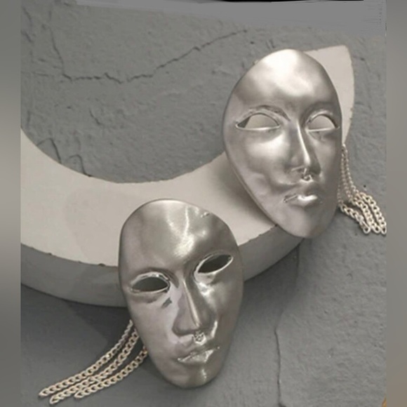 “Phantom of Opera” Silver Theatre Masquerade War Mask Sons of Harpy Tragedy Stud - Picture 13 of 16